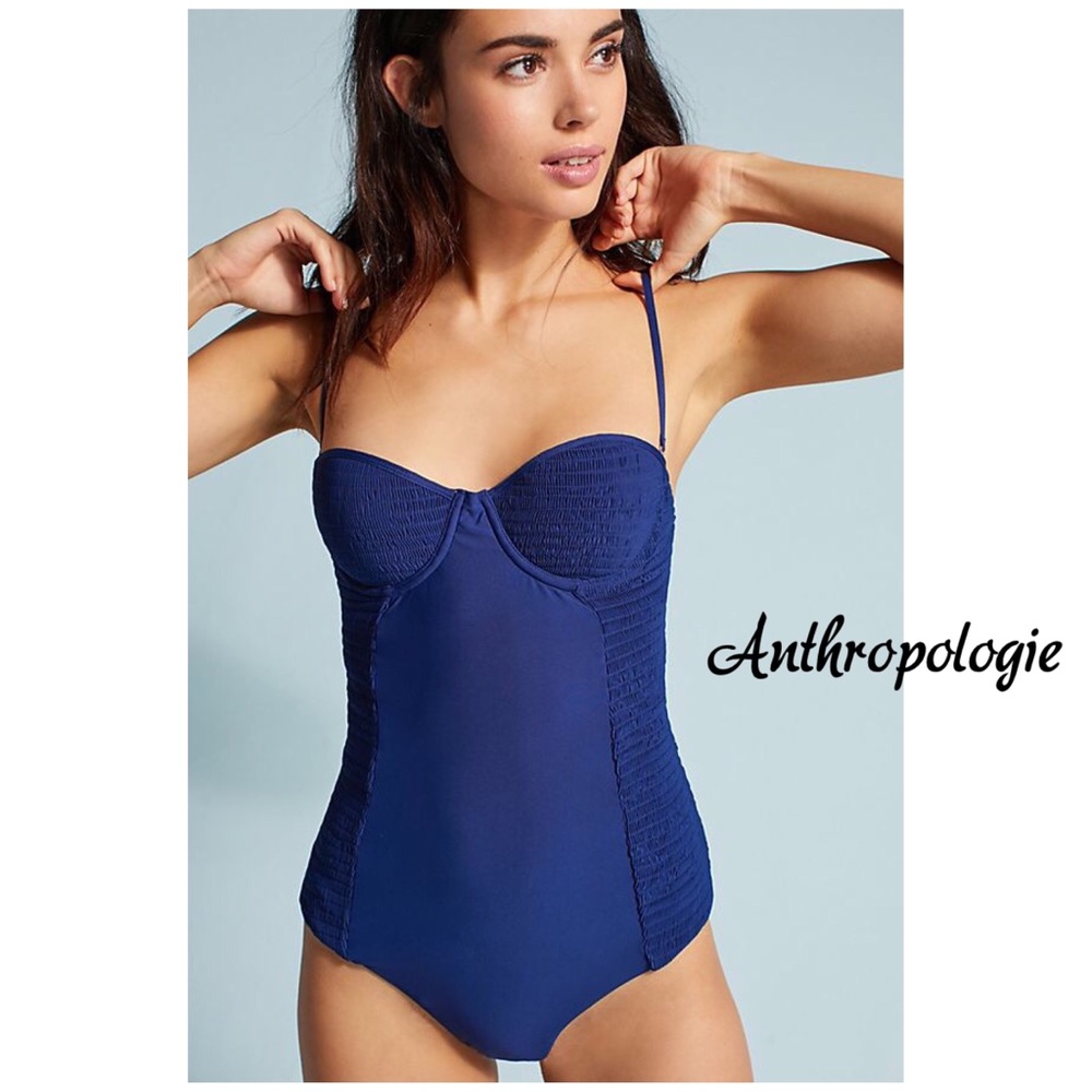 Allihop Smocked Bustier One-Piece Swimsuit